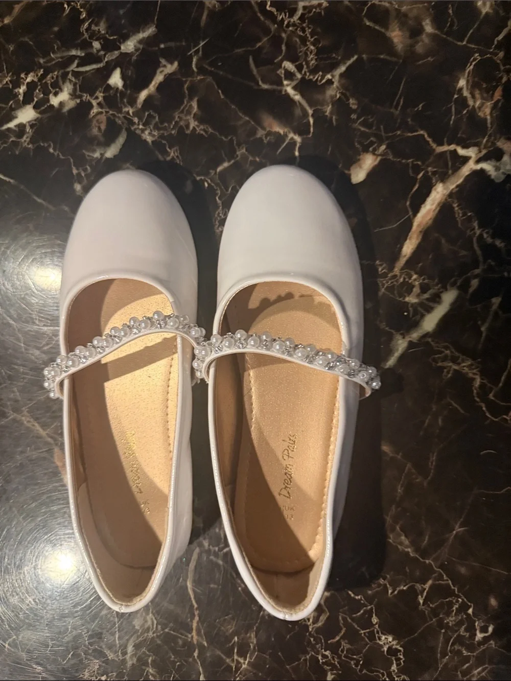Dream Pairs White Pearl & Rhinestone Mary Jane Flats